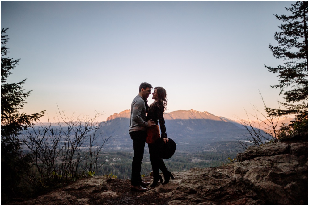 Sunset hiking engagement