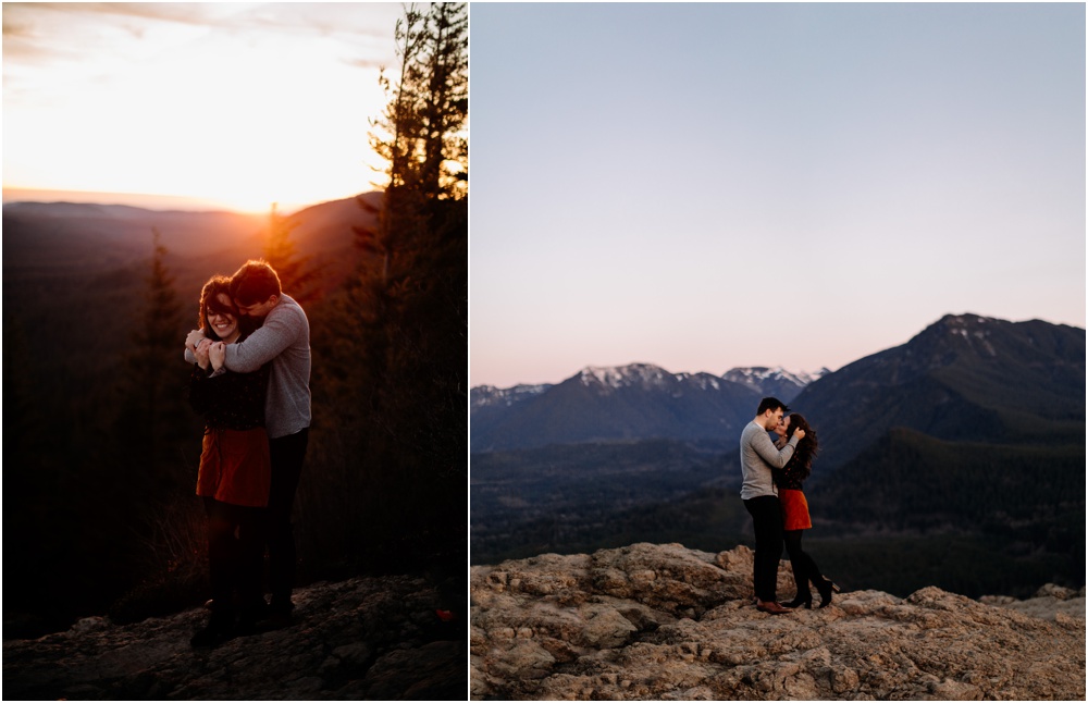 Sunset hiking engagement photos