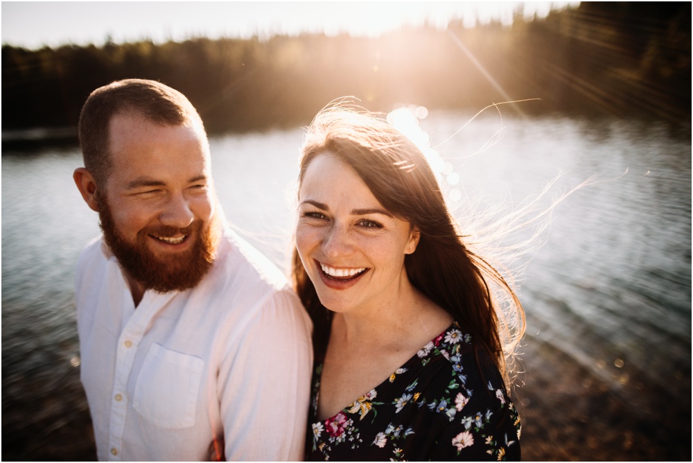 Sunset Gold Creek Pond engagement